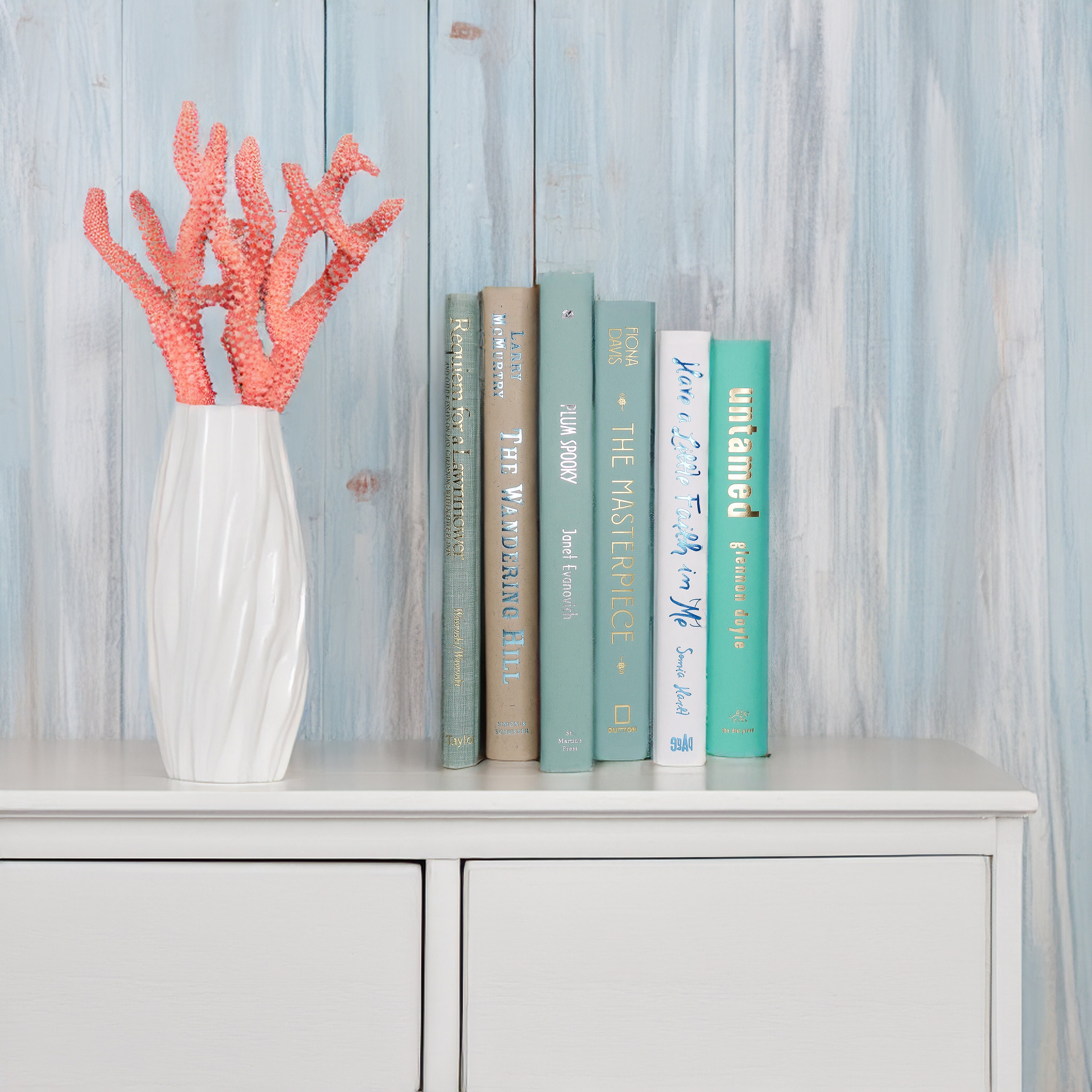 Book Stack of Coastal Blue Beach House Decorative Books Hardcover Books Home Decor Books Office ...