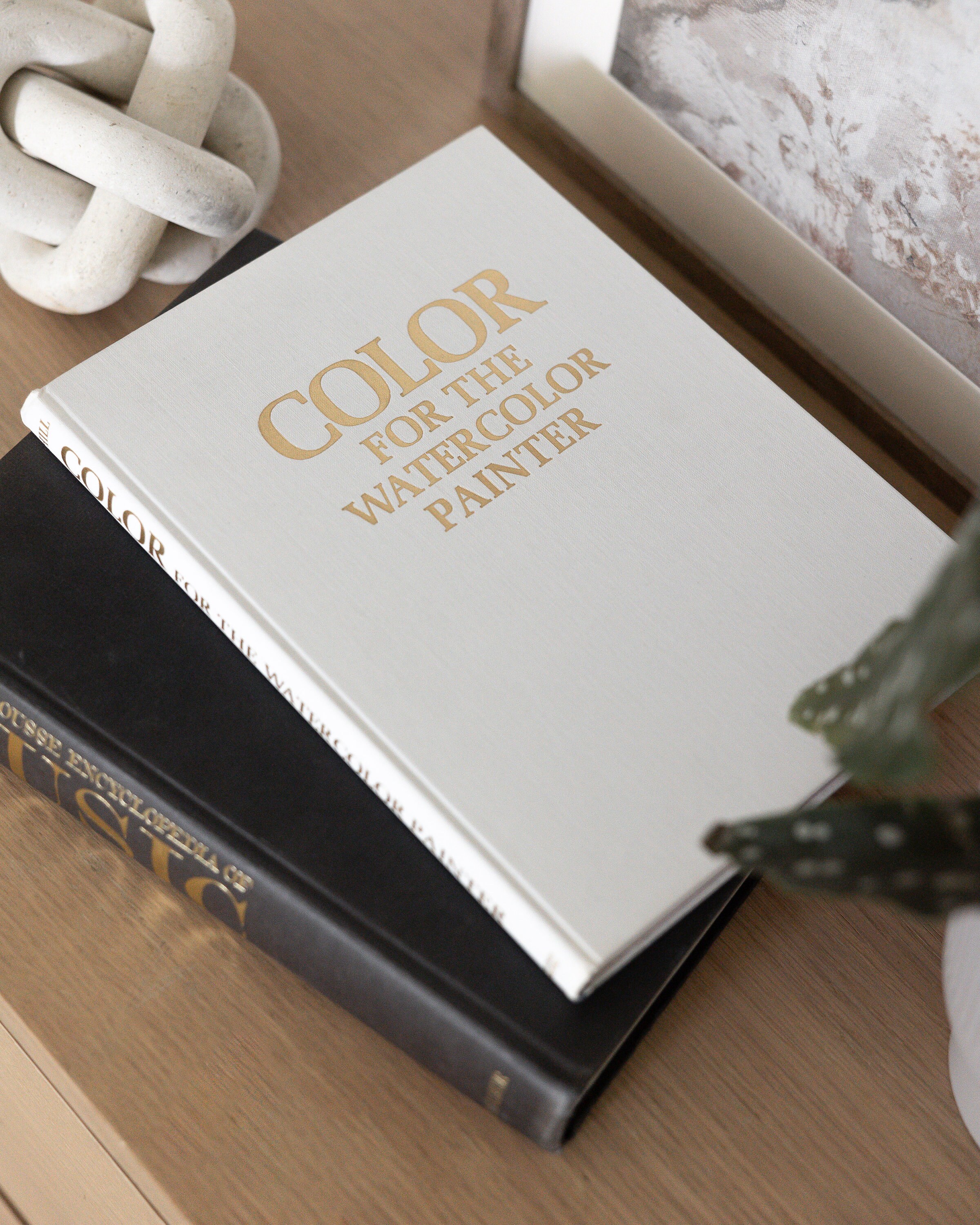 White & Dark Gray Extra Large Coffee Table Books, Linen Book Stack