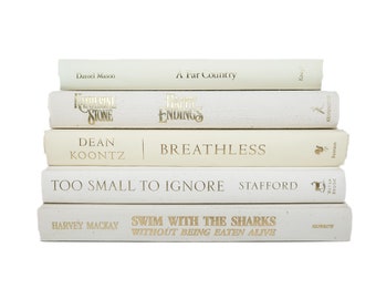 Beige White Ivory Soft Neutrals - Coffee Table Books Home Decor Books - Office Shelf Decor Staging Books Bundle by the Foot Minimalist Chic