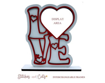 Exclusive Valentine Love Display Frame, Interchangeable Frame for Counted Cross Stitch or Picture Display