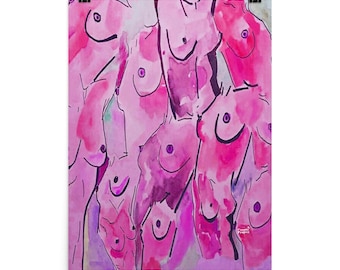 Pink Abstract Female Forms Watercolor Print | Body Positivity Wall Art