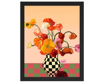 Botanical Poppy Flower Art Framed poster