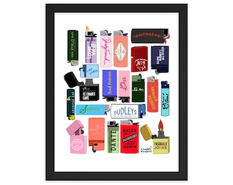 NYC Restaurant Lighters Art Print, New York City Gallery Wall Poster