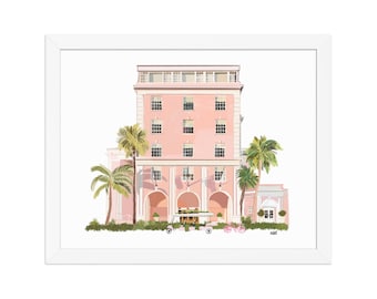Colony Hotel Palm Beach Digital Illustration Framed Horizontal Poster