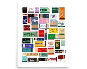 Favorite Iconic New York City Matches Digital Artwork Framed Poster/ New York City Food Colorful Matches Poster | NYC matches wall artwork