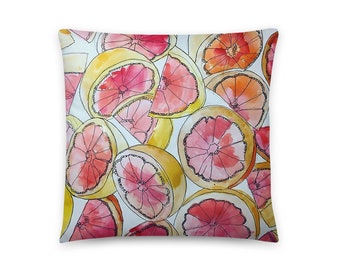 Grapefruit Watercolor Art Pillow, Home Decor Design