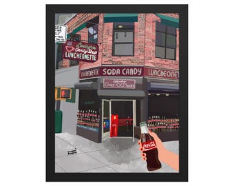 Lexington Candy Shop Art Framed poster/ Vintage Old Candy Store New York City