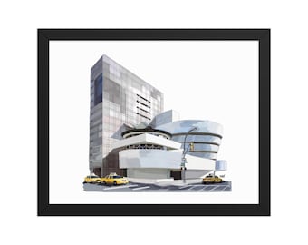 Solomon Guggenheim NYC museum Framed poster/ New York City Art/ Museum Architecture/ Mid-century modern