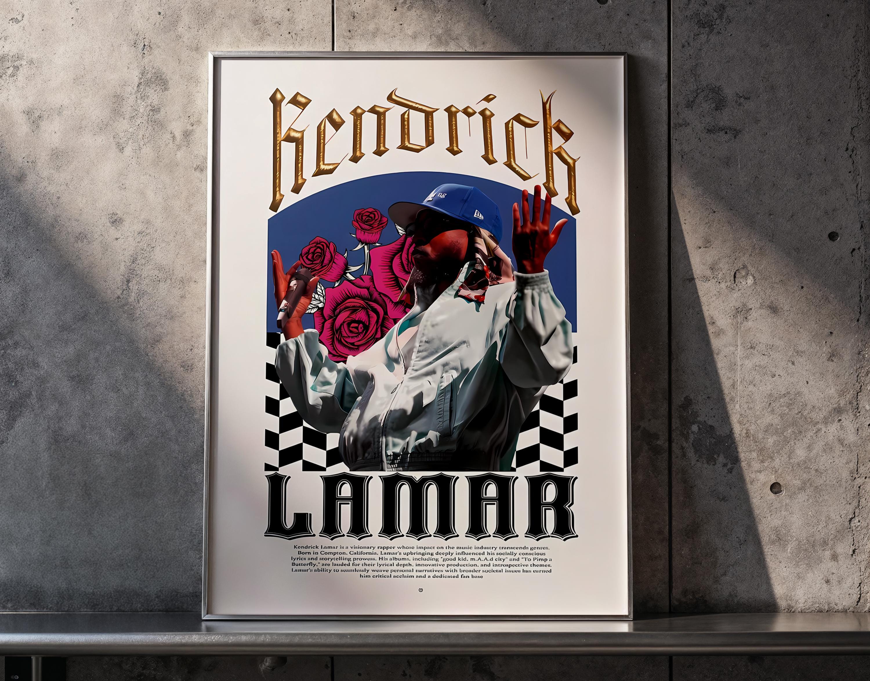 Discover Kendrick Lamar Poster Print | Hip Hop Rap Artist Wall Art | Album Cover Poster