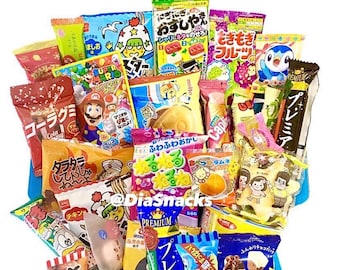 50pcs Exotic Japanese Asian Snack Box Dagashi Ramen Candy Box + Drinks Korean Snacks Mochi and Ramunes