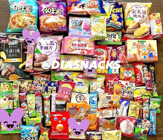Scatola di snack asiatici 60 pezzi / Snack asiatici cinesi coreani  giapponesi / Scatola di snack esotici / Caramelle / Confezione regalo /  SALDI di Pasqua SALDI di San Valentino -  Italia