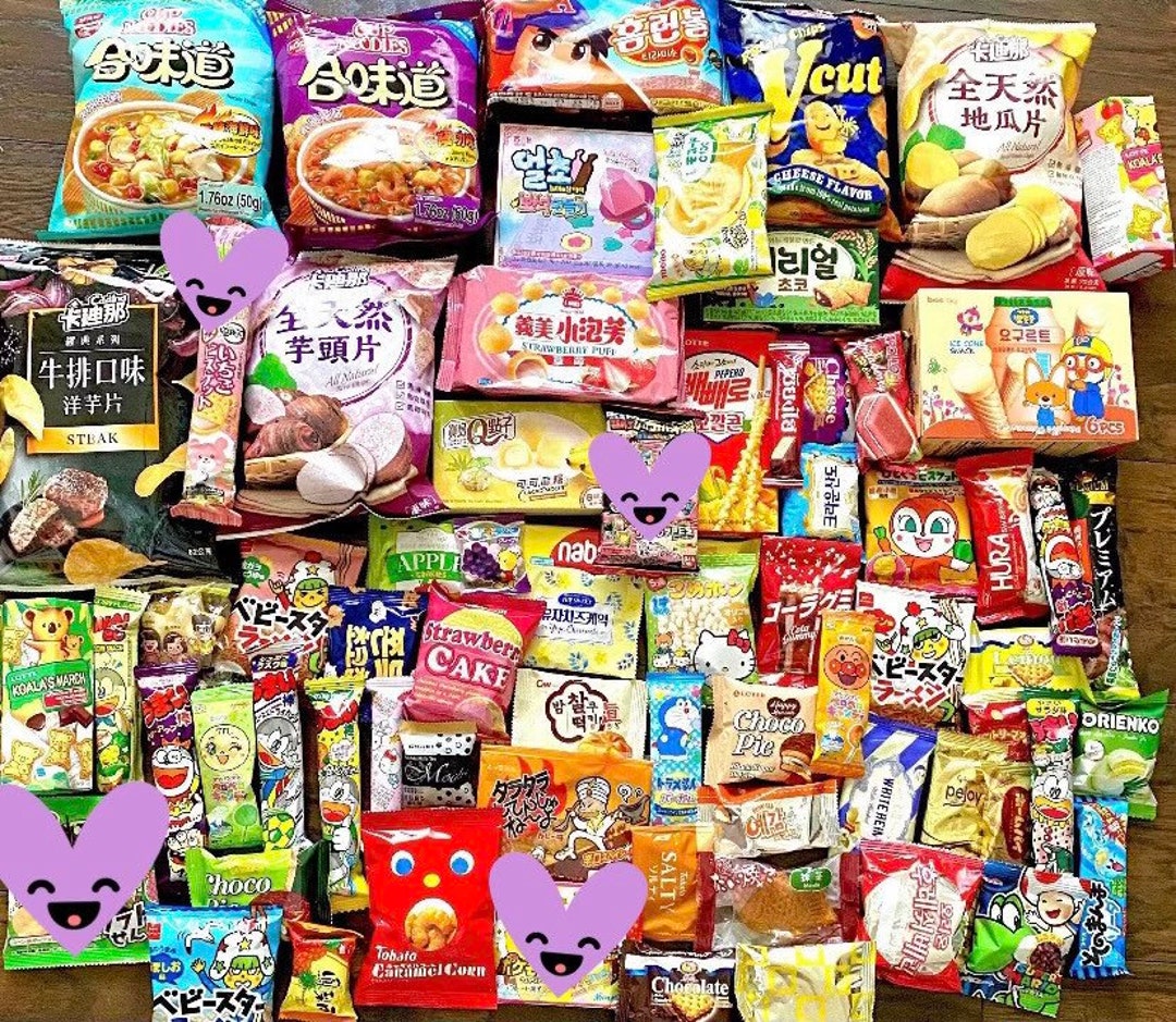 Asian Snacks Box 60pcs Japanese Korean Chinese Asian Snacks