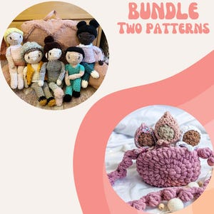 Sweet Pea Family and Pocket baby bundle | crochet pattern | crochet baby pattern | low sew | amigurumi | crochet doll pattern | baby doll