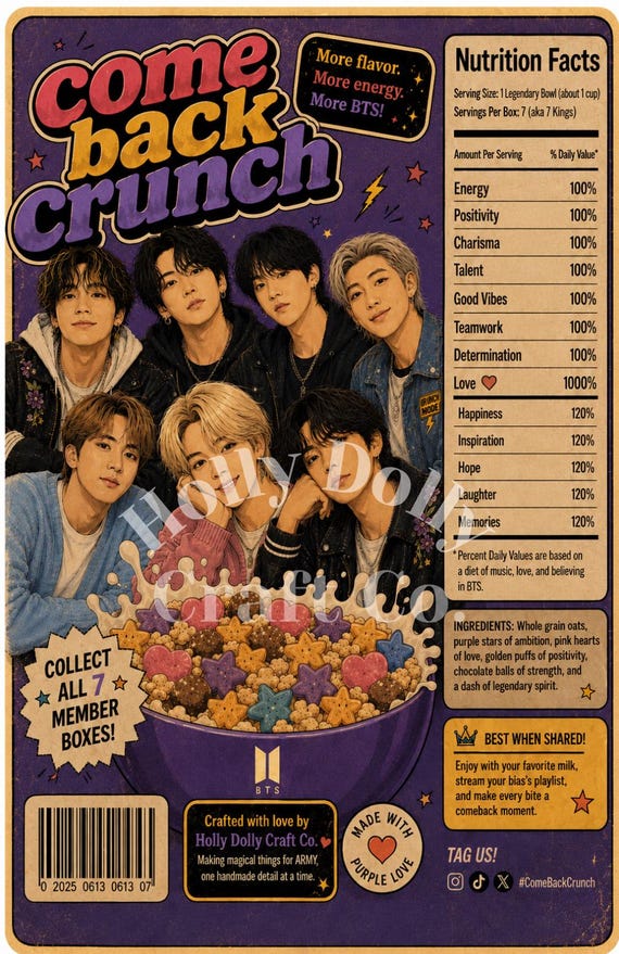 BTS Cereal Box Photocards | 7 Member Set | BTS Photo Cards | BTS
