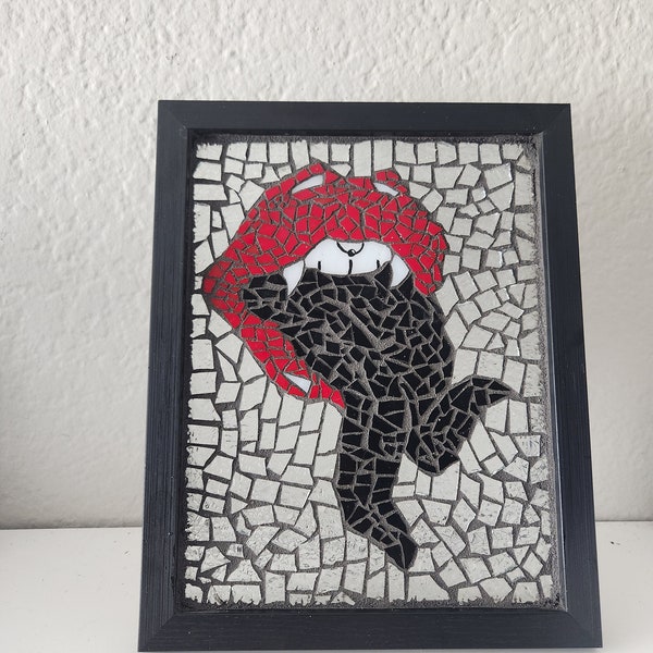 Lips and Split Tongue Glass on Glass Mosaic (slight flaw)
