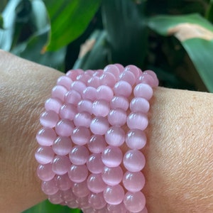 Pink Cat Eye Bracelet |8mm