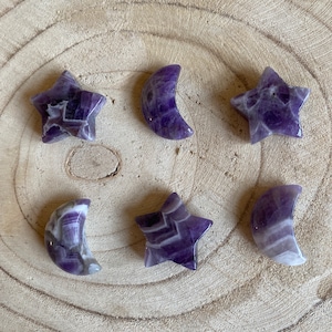 Mini Dream Amethyst Stars and Moons-Sold as a Star and Moon pair (2 stones)