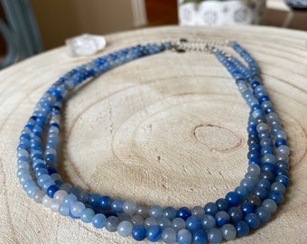 Blue Aventurine Clasp Necklace-Single Strand Necklace