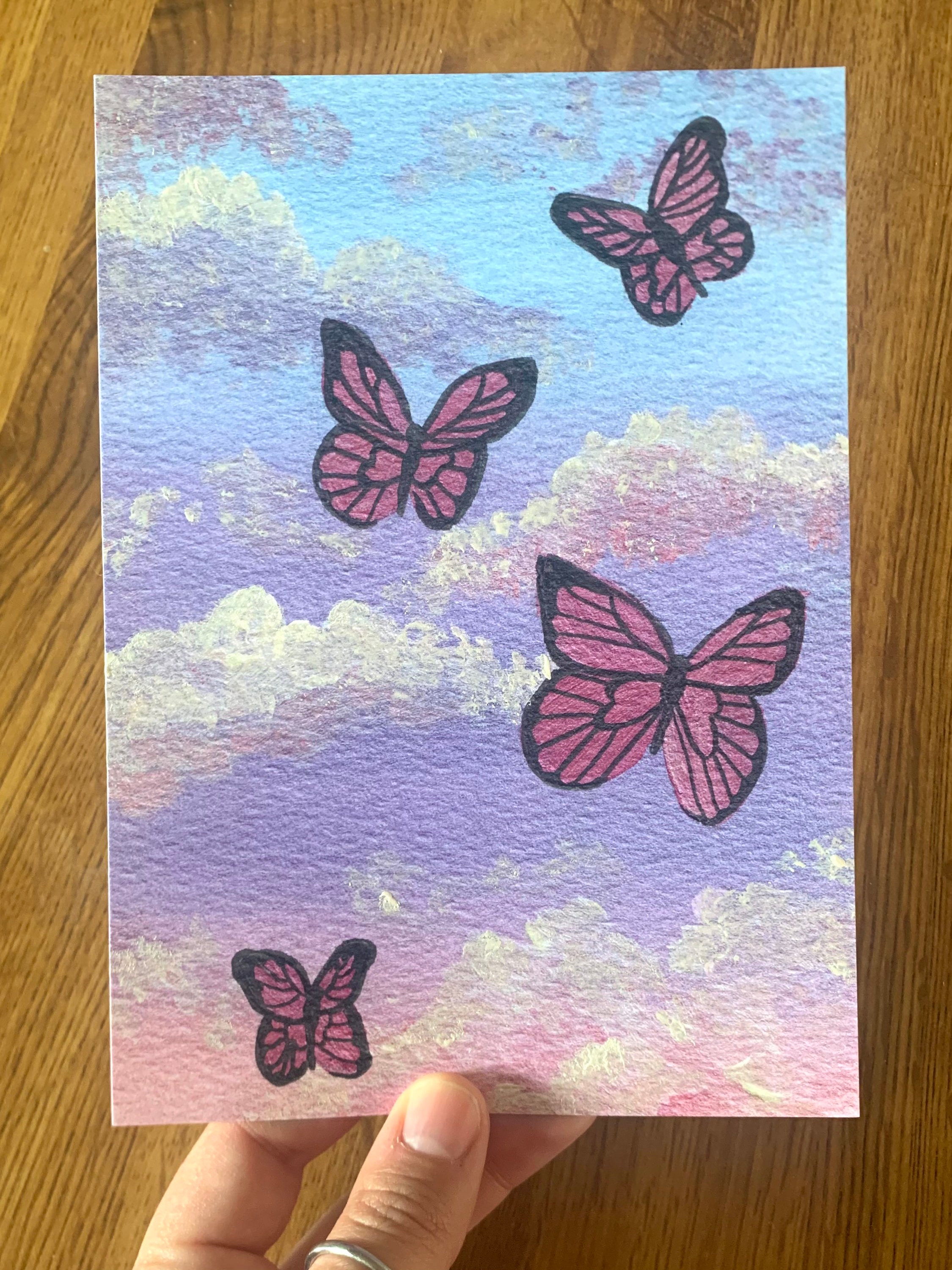Butterfly Sky Embellished Mini Print 5x7 Wall Art - Etsy