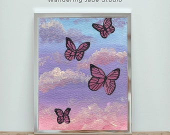 Butterfly Sky - Embellished Mini Print 5x7 Wall Art