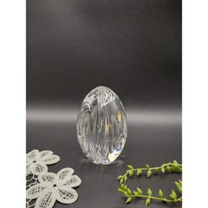 Vintage 4.5&quot; Dansk Poland Lead Crystal Egg Shaped Ribbed Paperweight