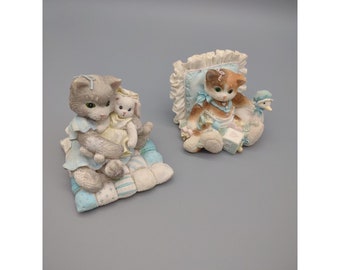 Vintage 1993, 1995 Calico Kittens Enesco Lot of 2 Figurines, Free US Shipping