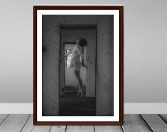 Black and White Woman Photography Print, Female Photo, Surreal Photography Art, Woman Photo, Woman Wall Decor Female Photograph Feminine Art