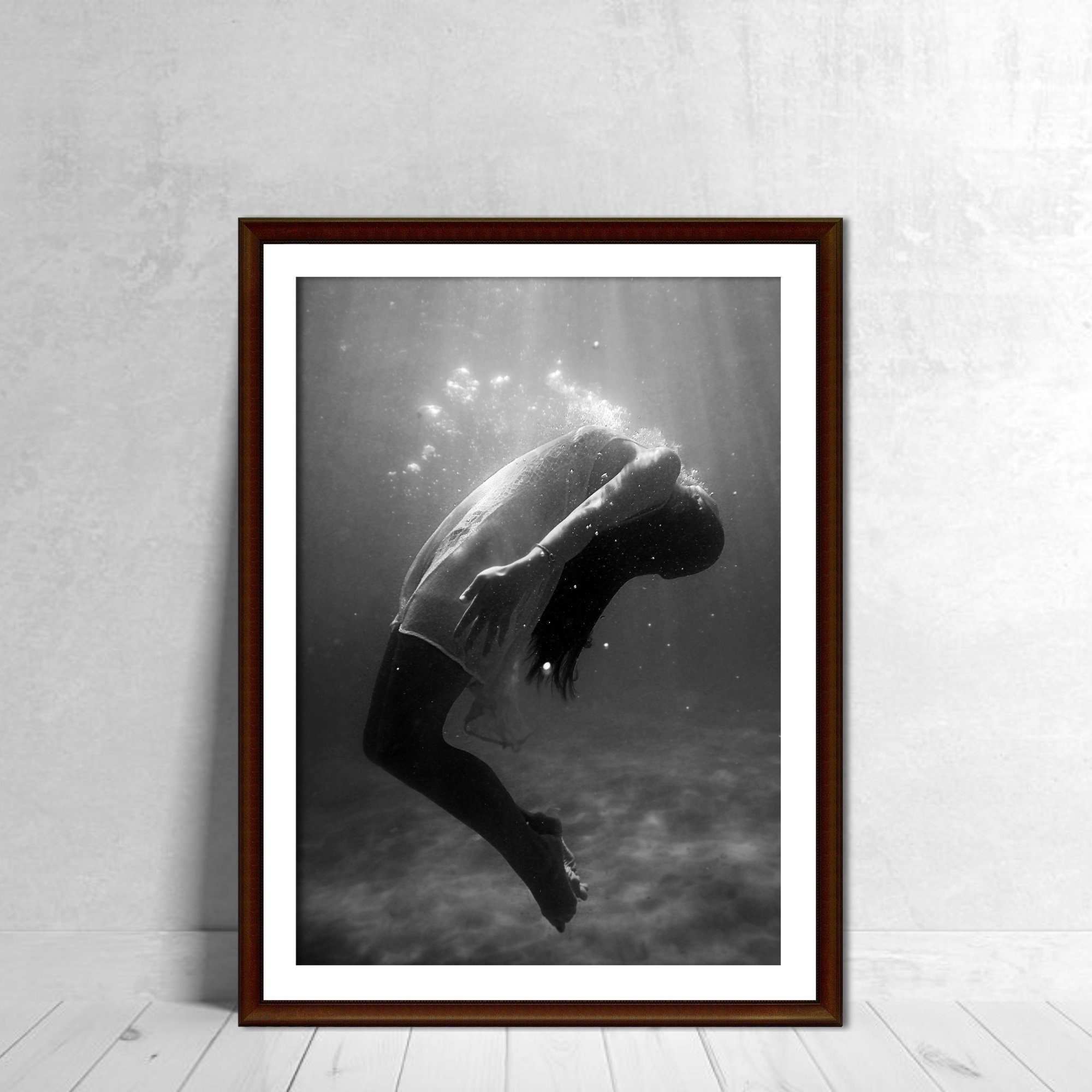 Woman in Water, Black and White Photo Print, Lady Water Poster, Surreal ...