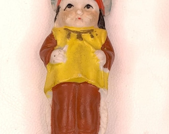 Vintage Penny Doll Frozen Charlotte Bisque Native Indian Chief Boy Japan 3"