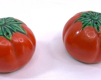 Vintage Tomaten Salz- und Pfefferstreuer Japan Keramik 1940er Jahre Grannycore