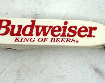 Vintage Budweiser Multi Opener Keychain Anheuser-Busch Beer Bottle & Can Opener  Advertising Barware