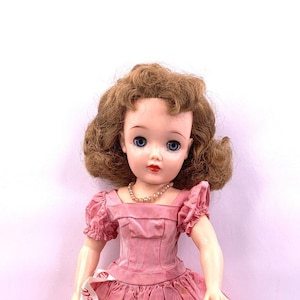 Vintage Miss Revlon Ideal Doll Original With Ribbon Tag On Pink Dress 18&quot; - 1950s Fashion Doll