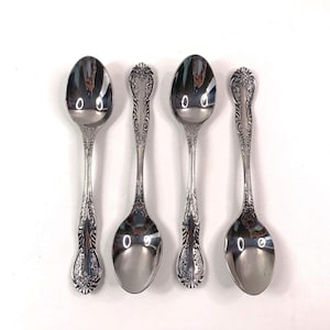 National Stainless Flatware Nancy Japan Set of 4 Spoons Ornate Cottage Core