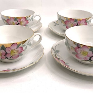 Noritake Azalea Cup & Saucers Red Mark Circa 1915-1930 Hand Painted Larkin Co