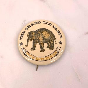 VTG 1967 GOP Republikeinse olifant speldknop 2&quot; stem Republikeins politiek
