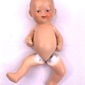 Antique German Bisque Porcelain Baby Doll Jointed Hand Painted