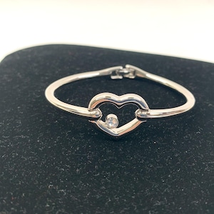 Joan Rivers Collection Open Heart Cuff Bangle Bracelet With Faux Diamond Silver