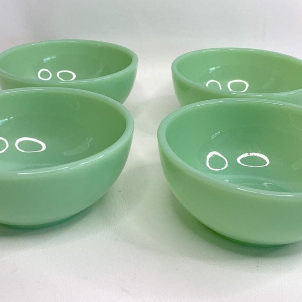 Fire King Jadeite 5" Chili Soup Cereal Bowls Set of 4 Oven Ware Green
