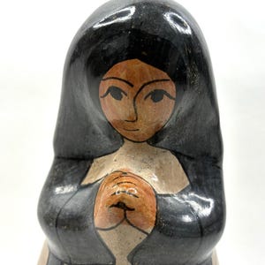 Vintage Volkskunst Keramik Krippe Heilige Mutter Maria Figur Handgemalt