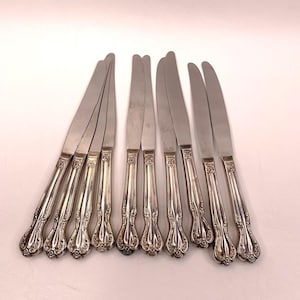 Rogers & Bro Silver Plate Daybreak Elegant Lady Dinner Knives 10 Flatware Crafts Repurposed