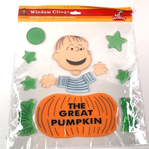 ピーナッツ ハロウィン ジェルズ ウィンドウ クリング ライナス グレート パンプキン 再利用可能なデコレーション