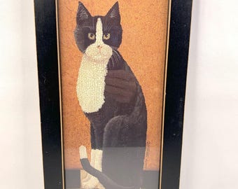 Cindy Sampson Country Cat American Folk Art Print Tuxedo Cat Tabby Primitive