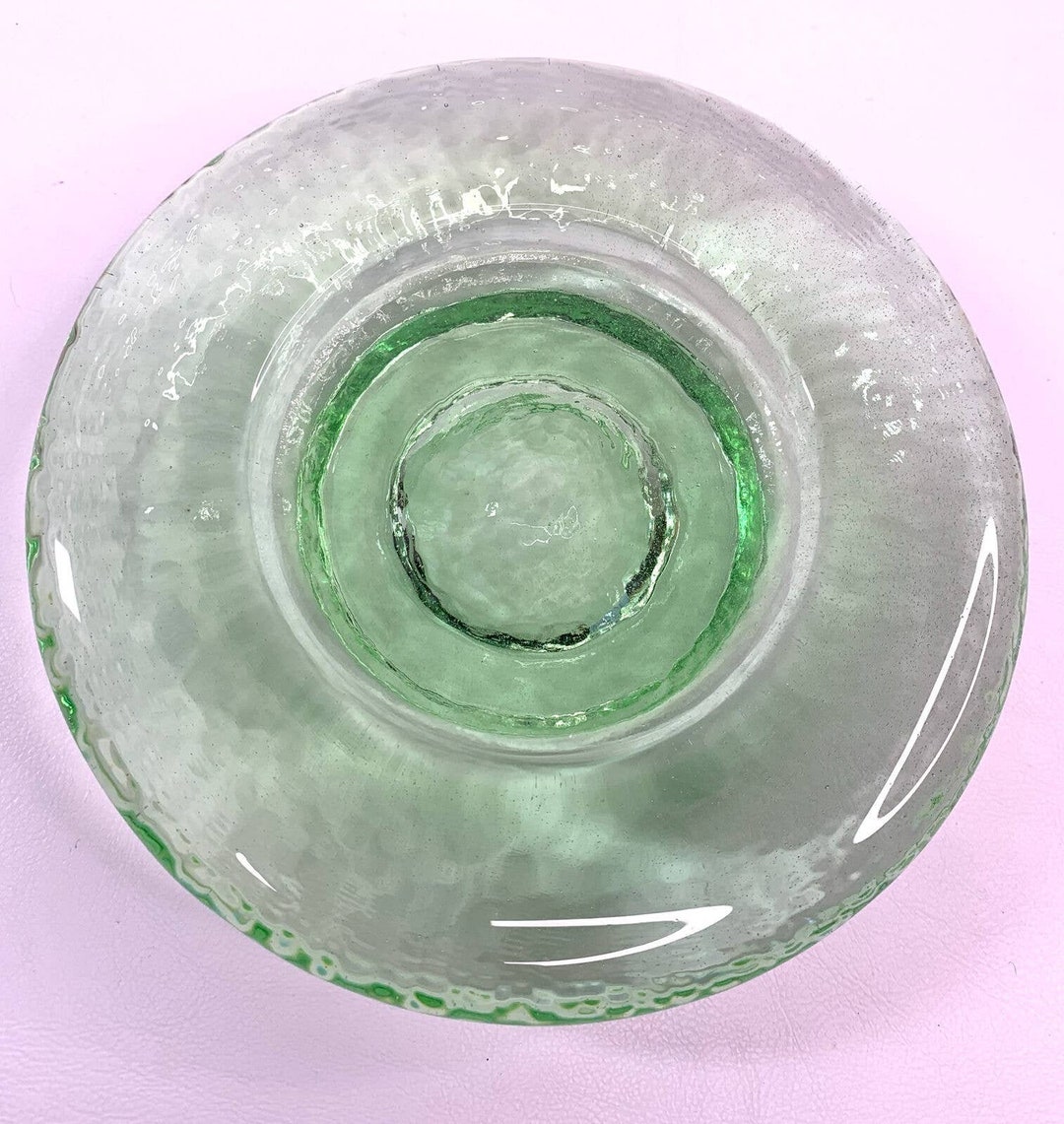 Fire and Light Glass Green Footed Candle Holder Recycled Glass Art