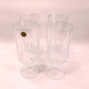 Cristal D&#39;Arques Durand Longchamp Iced Tea Glasses Footed Goblets Set of 4