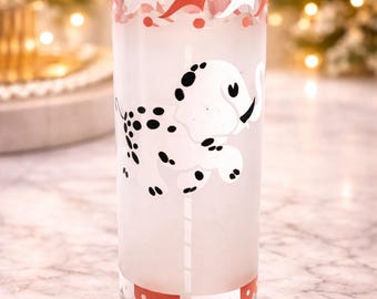 Vintage Libbey Frosted Drinking Carousel Tumbler Elephant MCM High Ball Glass