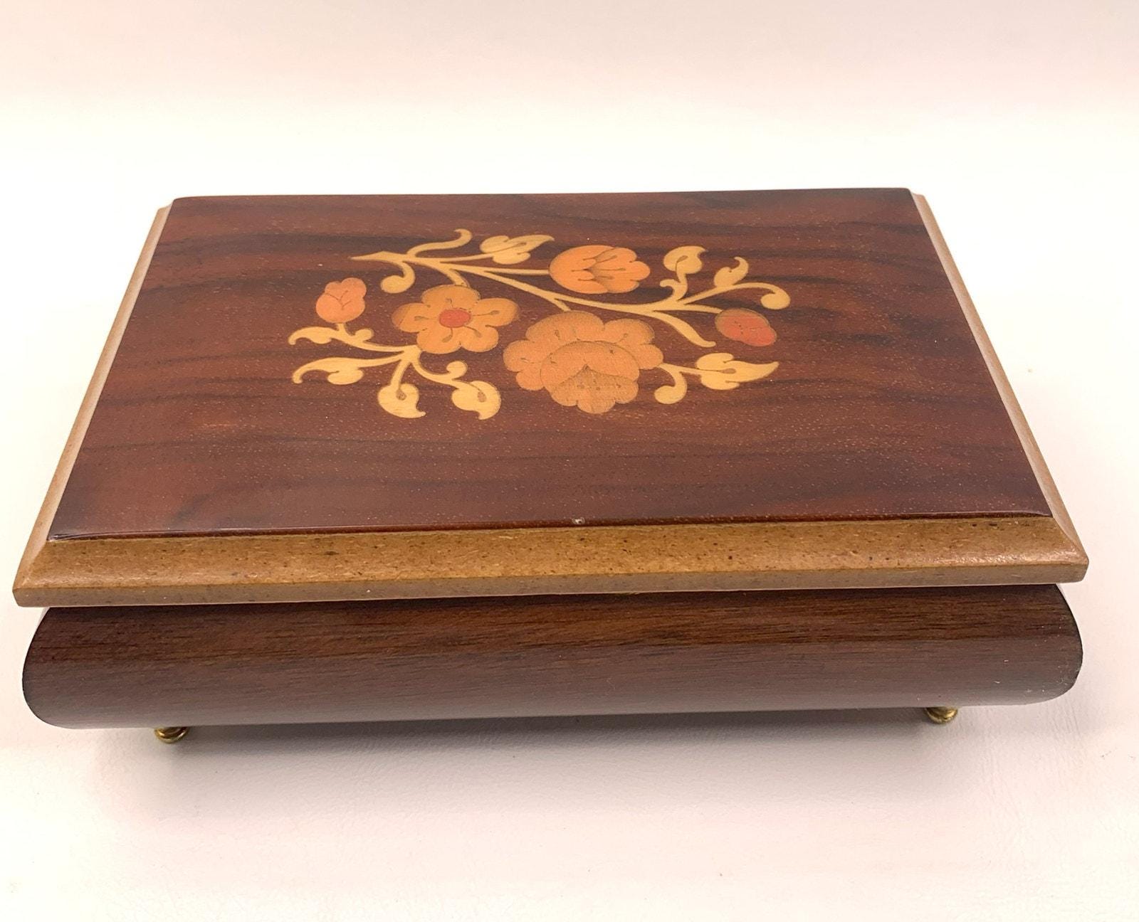 ヴィンテージ イタリア製 象嵌木製 ミュージックジュエリーボックス