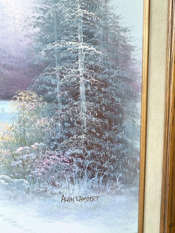 Alan Lampert Winter Landscape Oil Painting Barn Scene Framed 25 X