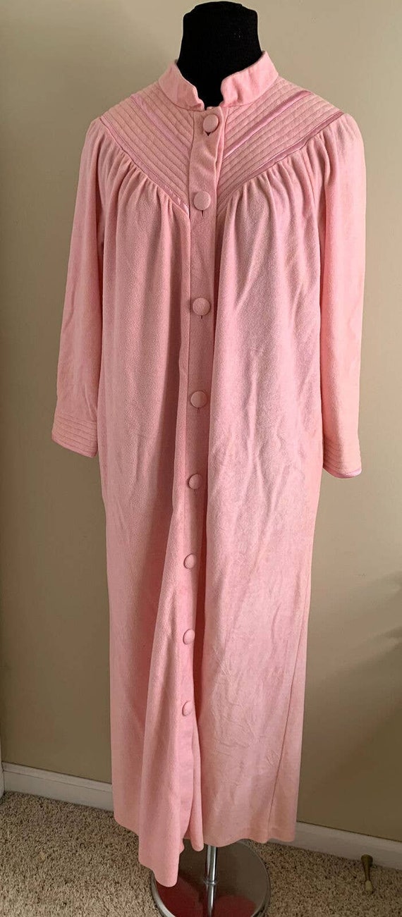 Vintage Vandemere Pink Button Robe Ankle Length S… - image 2