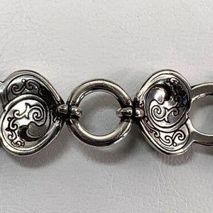 Brighton Chunky Puffy Heart Link Bracelet Silver Plated Retired Vintage Designer Jewelry image 6
