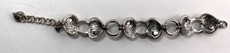 Brighton Chunky Puffy Heart Link Bracelet Silver Plated Retired Vintage Designer Jewelry image 6